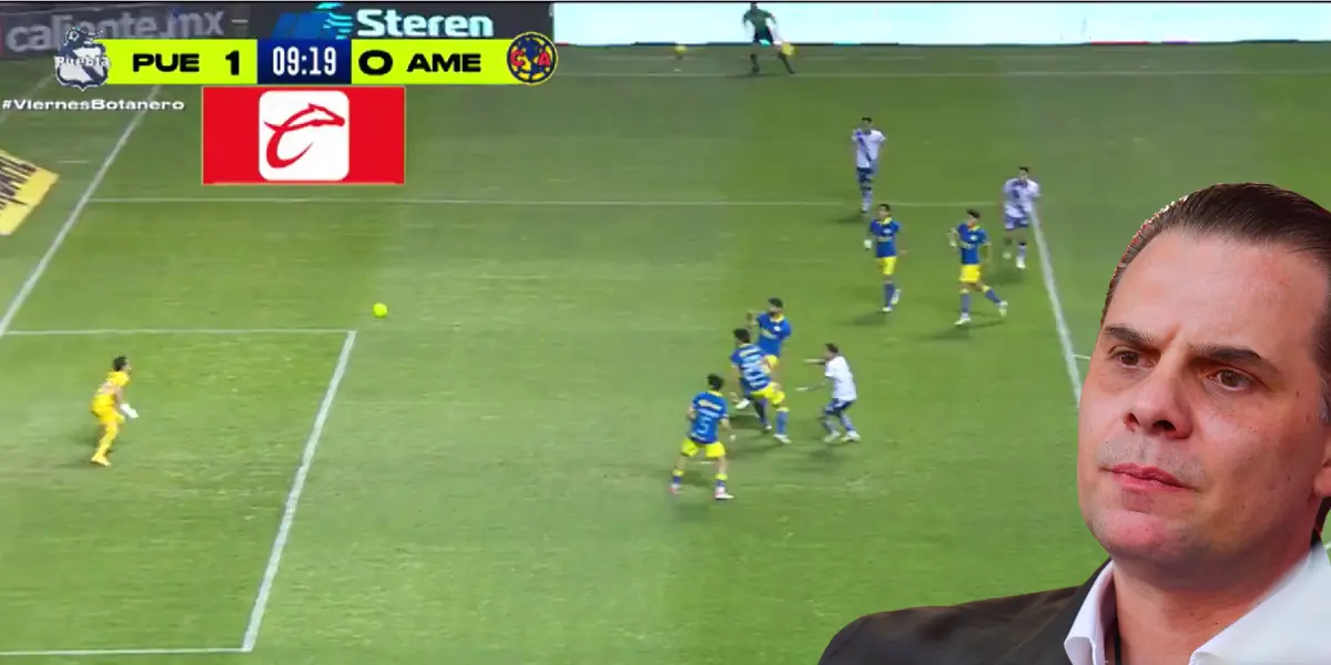 Captura de pantalla del gol de Puebla, tomada de Azteca Deportes