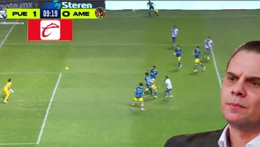 Captura de pantalla del gol de Puebla, tomada de Azteca Deportes