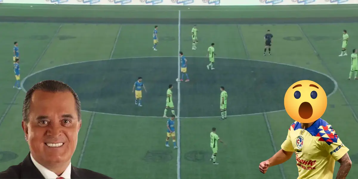 Captura de pantalla tomada de FOX Sports del saque del Amèrica vs Bravos.