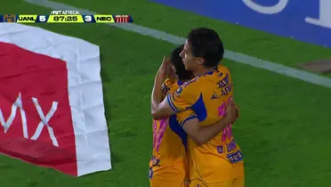 Captura de Tigres de la celebración de Lainez y Sánchez