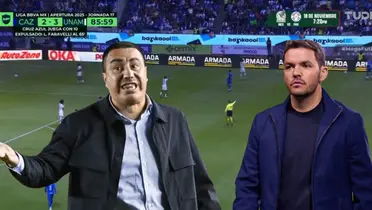 Captura de TUDN, con Juárez y Larcamón al frente