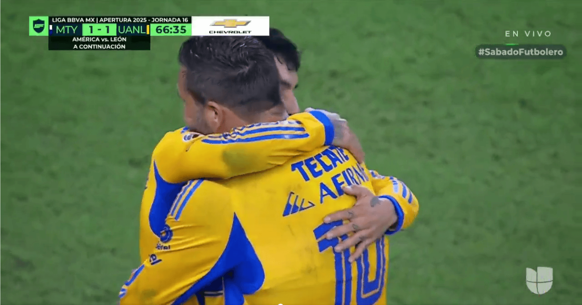 Captura de TUDN del gol de Correa
