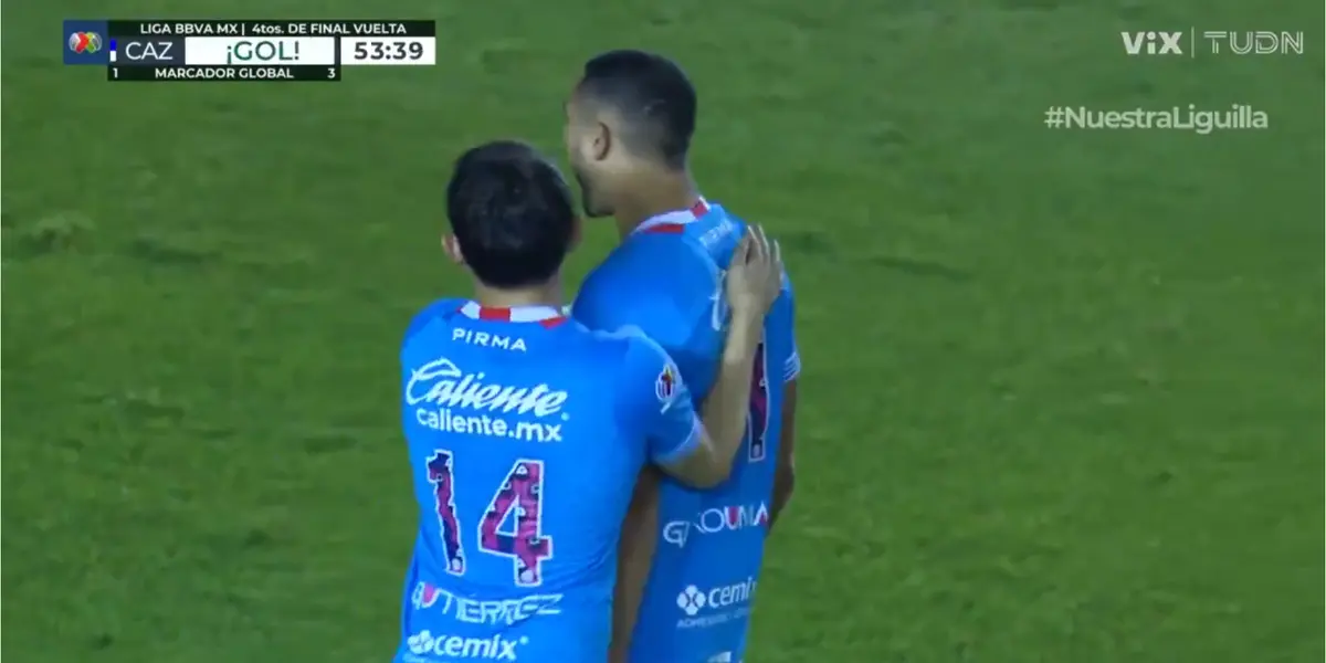 Captura de TUDN del gol de Cruz Azul