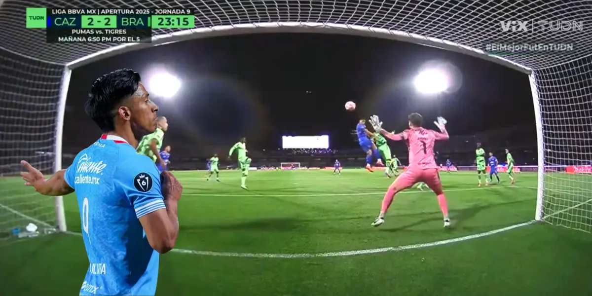 Captura de TUDN del gol de Fernández, con Sepúlveda al frente