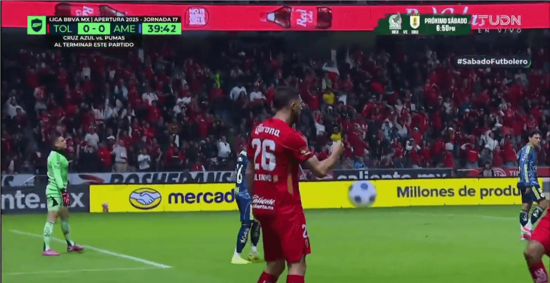 Captura de TUDN del gol de Paulinho