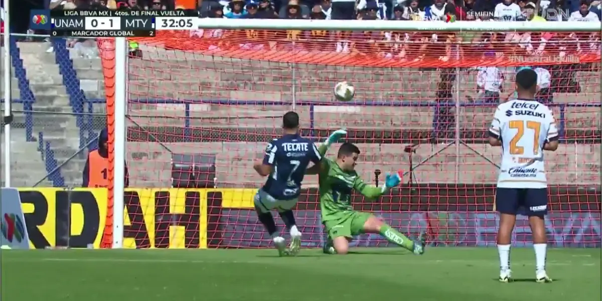 Captura de TUDN del gol de Rayados