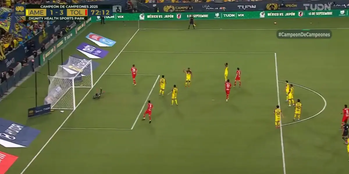 Captura de TUDN del tercer gol de Toluca