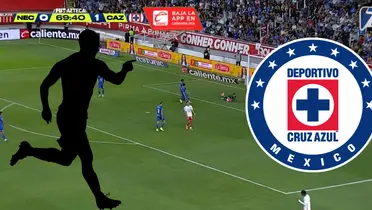 Captura de TV Azteca, con escudo de Cruz Azul al frente