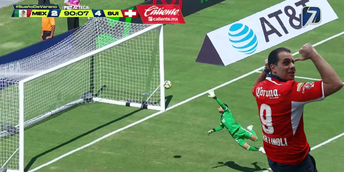 Captura de TV Azteca del cuarto gol de Suiza