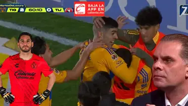 Captura de TV Azteca del gol de Brunetta