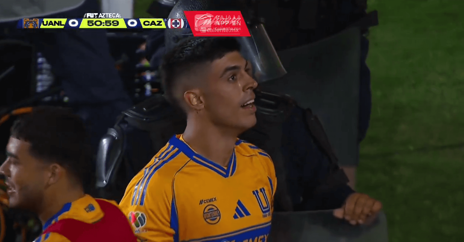 Captura de TV Azteca del gol de Brunetta