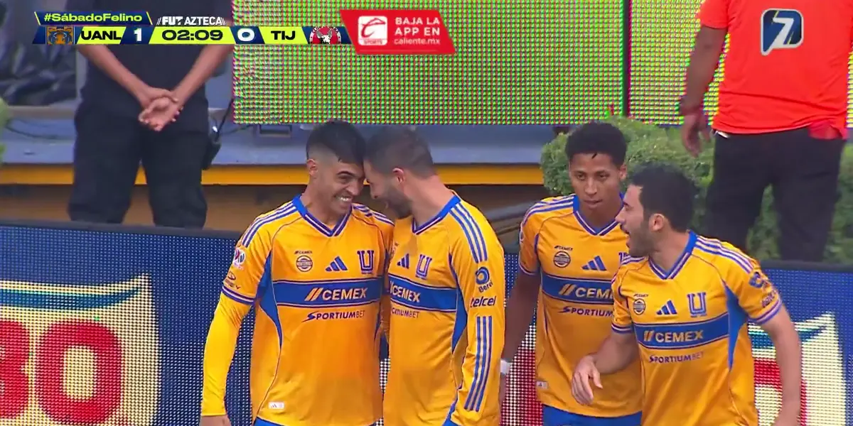 Captura de TV Azteca del gol de Brunetta