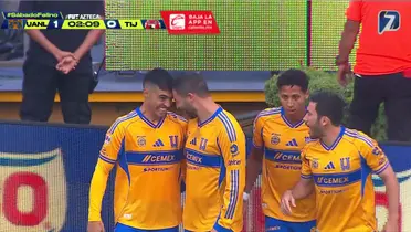 Captura de TV Azteca del gol de Brunetta
