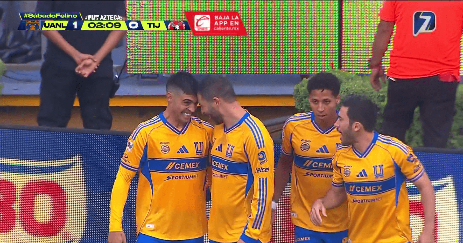 Captura de TV Azteca del gol de Brunetta