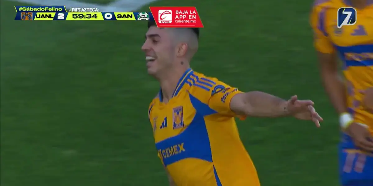 Captura de TV Azteca del gol de Brunneta