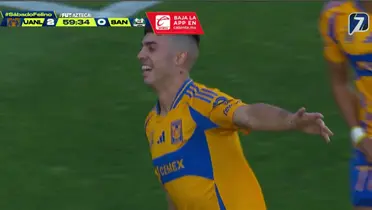 Captura de TV Azteca del gol de Brunneta