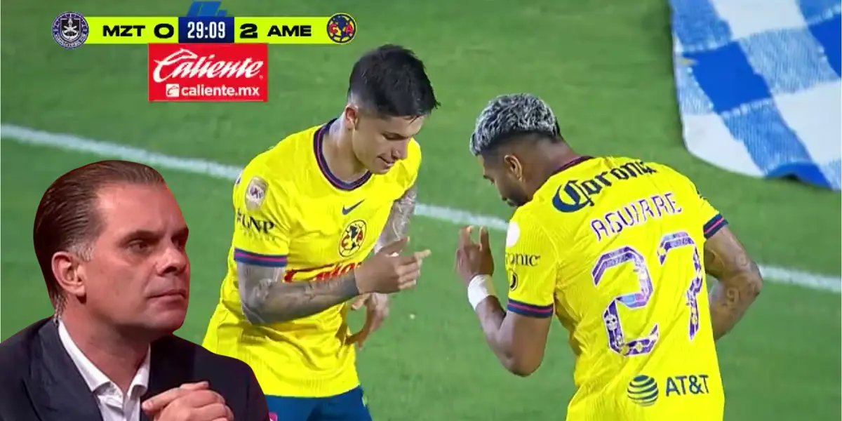 Captura del gol de Aguirre, tomada de TV Azteca