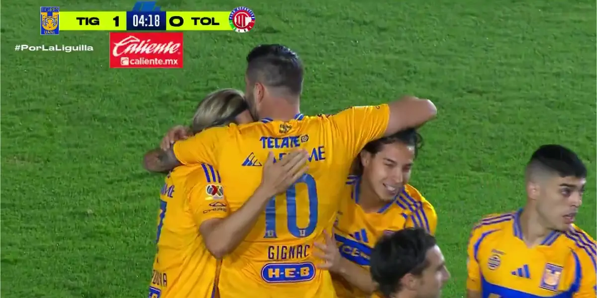 Captura del gol de Gignac, tomado de Azteca