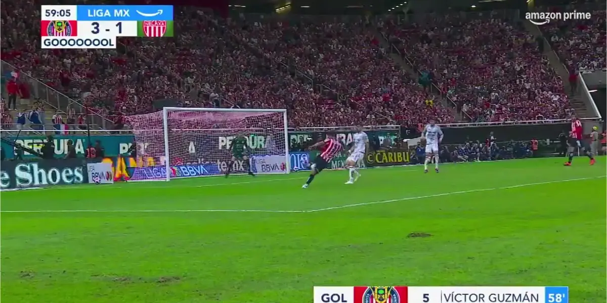 Captura del gol de Guzmán, tomada de Liga MX