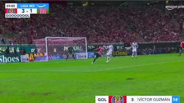 Captura del gol de Guzmán, tomada de Liga MX
