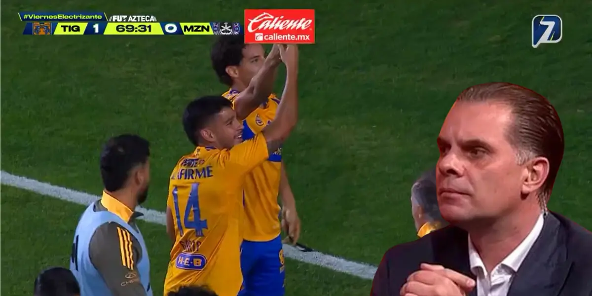 Captura del gol de Tigres tomada de TV Azteca