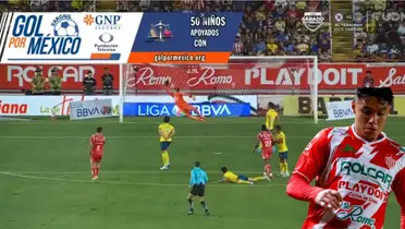 Captura tomada de TUDN del gol de Necaxa