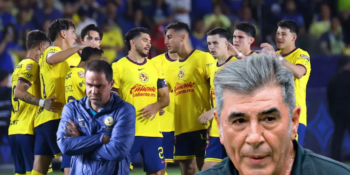 Carlos Reinoso, André Jardine de brazos cruzados y jugadores del América/ Foto Diario AS.