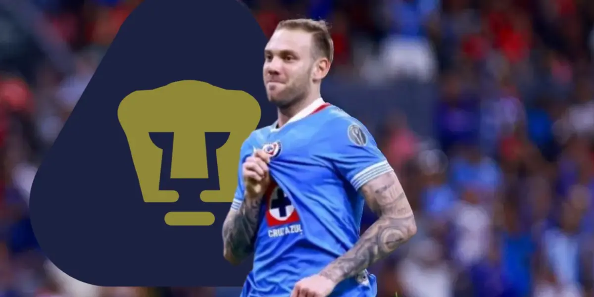 Carlos Rotondi junto al escudo de Pumas / FOTO ONCE DIARIO