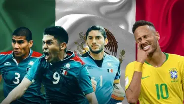 Carlos Salcido, Oribe Peralta y Jesús Corona junto a Neymar / FOTO CLARO SPORTS