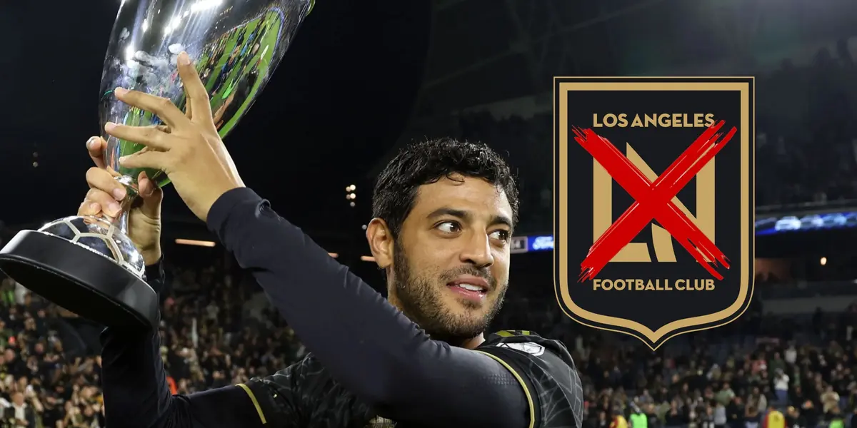 Carlos Vela alzando trofeo y logo de Los Ángeles FC tapado/ Foto Reddit.