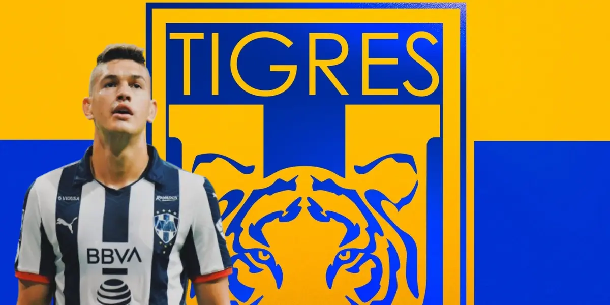 César Montes junto al escudo de Tigres / FOTO FACEBOOK