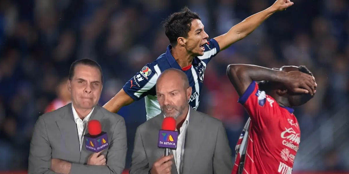 Christian Martinoli, jugador de San Luis y Oliver Torres celebrando/ Foto Rayados.