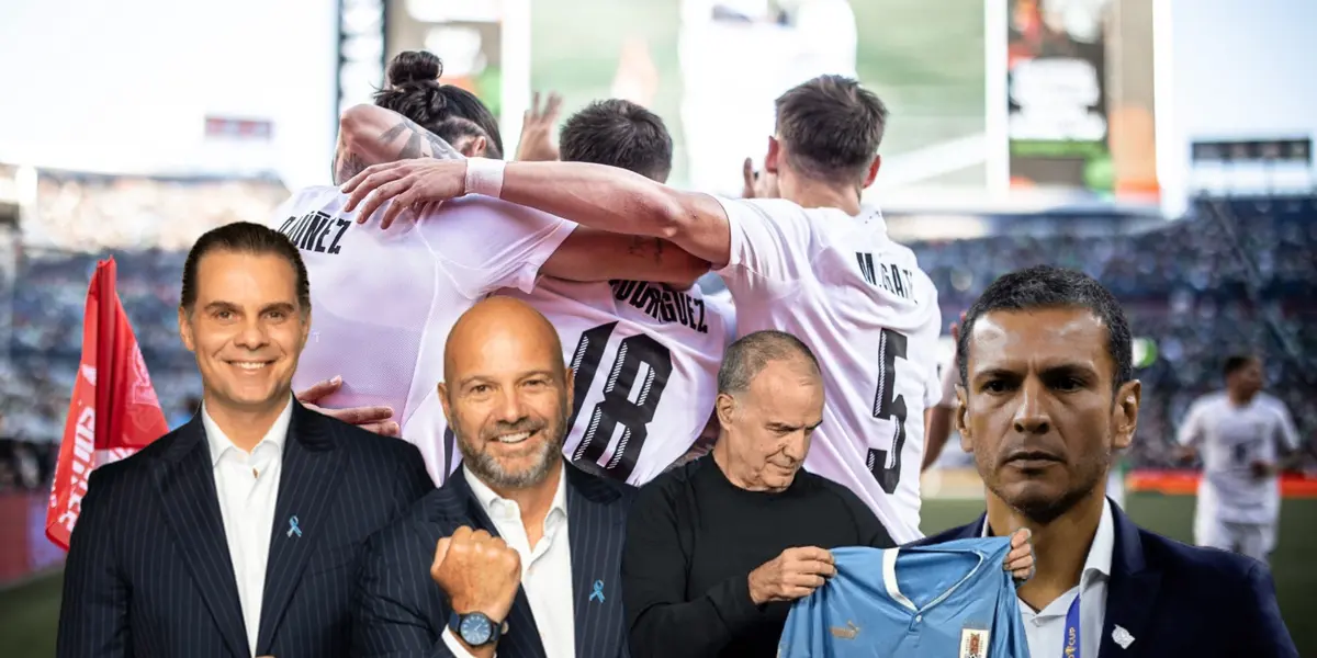 Christian Martonoli, Luis García, a su lado Marcelo Bielsa y Jaime Lozano/ Foto Selección Uruguaya.