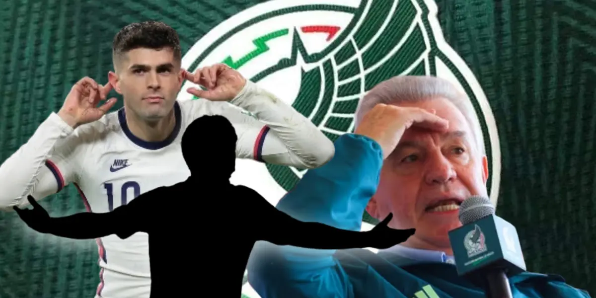 Christian Pulisic, silueta de Diego Luna y Javier Aguirre/Foto Soy Fútbol.