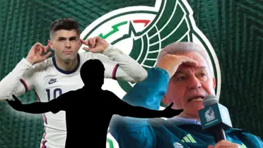 Christian Pulisic, silueta de Diego Luna y Javier Aguirre/Foto Soy Fútbol.