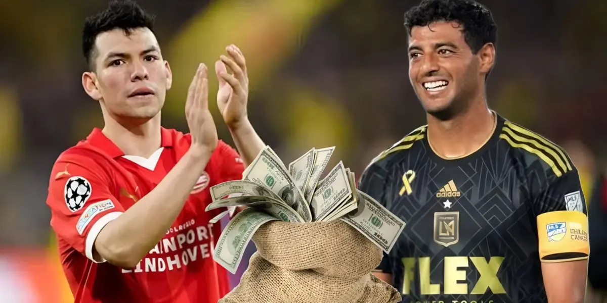 Chucky Lozano, Carlos Vela y en medio un costal de billetes / Foto EFE