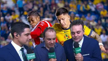 Comentaristas de TUDN y jugadores del América/ Foto Mni Noticias.
