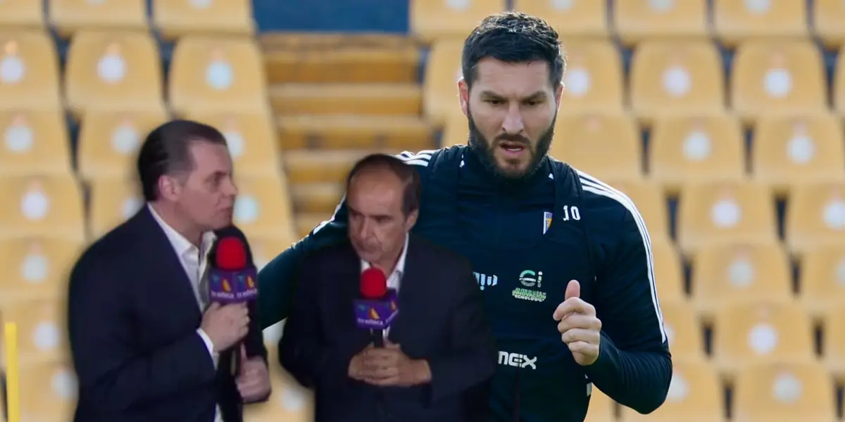 Comentaristas de TV Azteca y André Pierre Gignac/ Foto Tigres.
