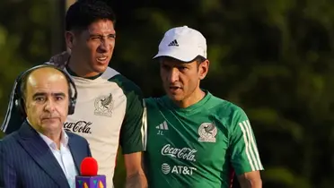 David Medrano junto a Edson Álvarez y Jaime Lozano / FOTO X