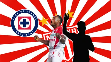 Diber Cambindo, escudo de Cruz Azul y silueta de jugador/Foto Pasión Rojiblanca.