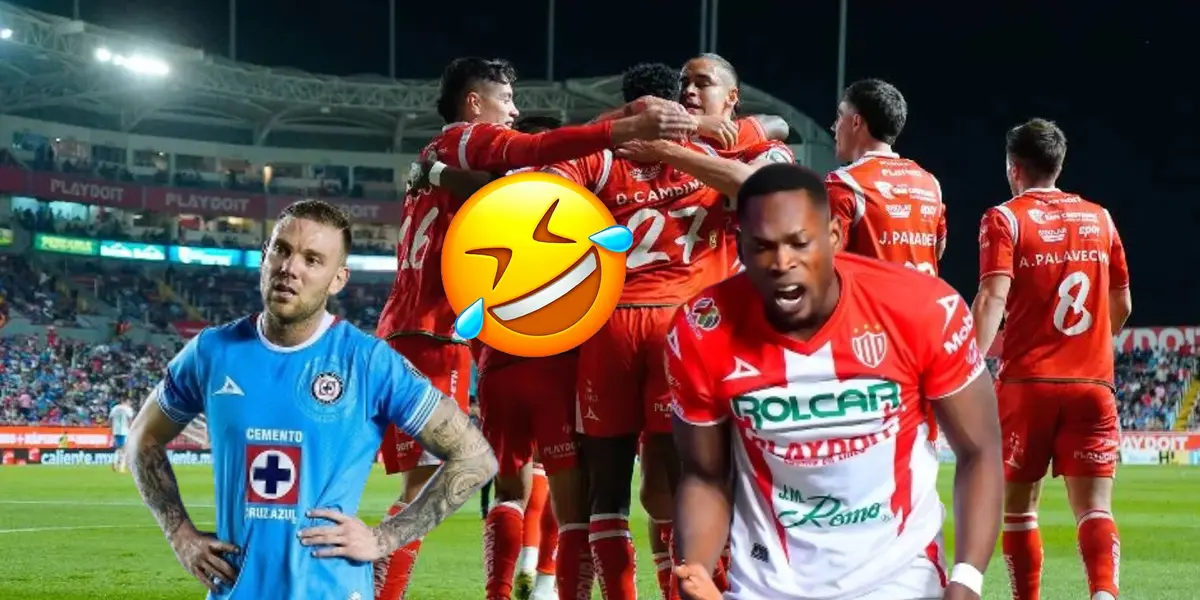 Diber Cambindo y jugadores de Necaxa celebrando/ Foto Mexsport.