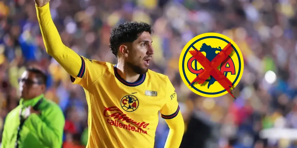 Diego Valdés alzando la mano y escudo del América con cruz/Foto Total Deportes MX.