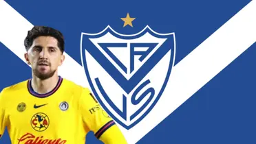 Diego Valdés junto al escudo de Vélez Sarfield / FOTO FÚTBOL DE TODO