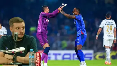Ditta y Mier celebrando la victoria de Cruz Azul. Foto: Fútbol Total