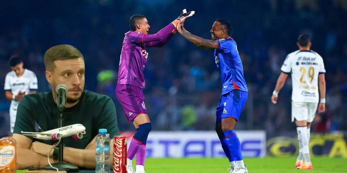 Ditta y Mier celebrando la victoria de Cruz Azul. Foto: Fútbol Total