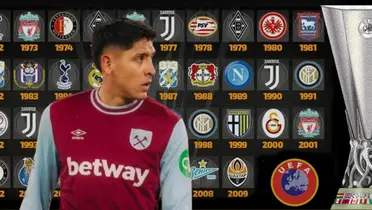 Edson Álvarez junto a campeones de la Europa League / FOTO TV AZTECA