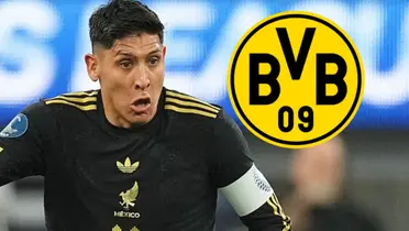 Edson Álvarez junto al escudo del Borussia Dortmund / FOTO JUAN FÚTBOL