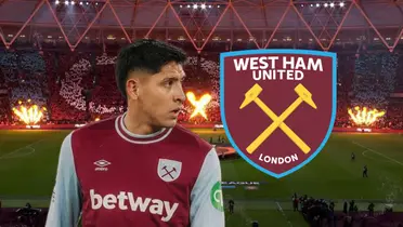 Edson Álvarez y logo del West Ham/ Foto ESPN.