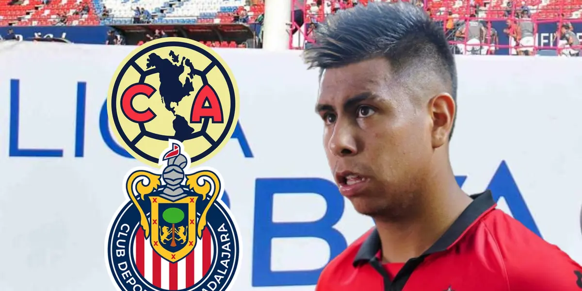 Efraín Álvarez y escudos de América y Chivas/Foto Fútbol Total.