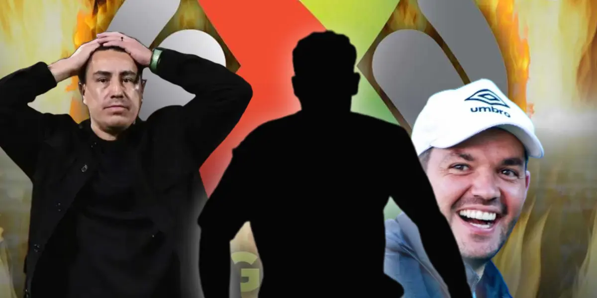 Efraín Juárez con manos en la cabeza, silueta de jugador y Nicolás Larcamón/Foto Marca.